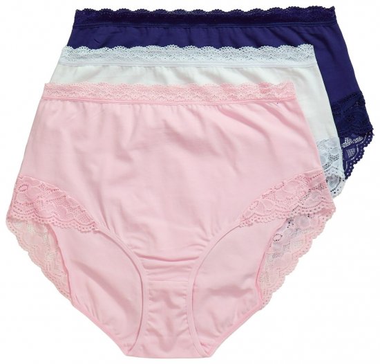 Ulla Popken 831866 Bragas de talle alto con encaje pack de 3 Azul real - Bragas - 