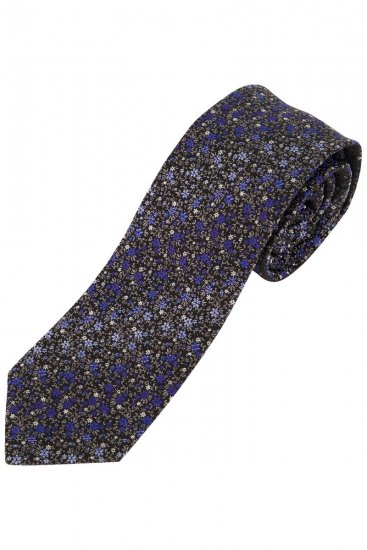 JP1880 831884 Corbata de seda estampada extralarga Azul royal - Corbatas y pajaritas - 
