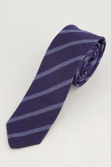 JP1880 831906 Corbata de seda a rayas extralarga Azul noche - Corbatas y pajaritas - 