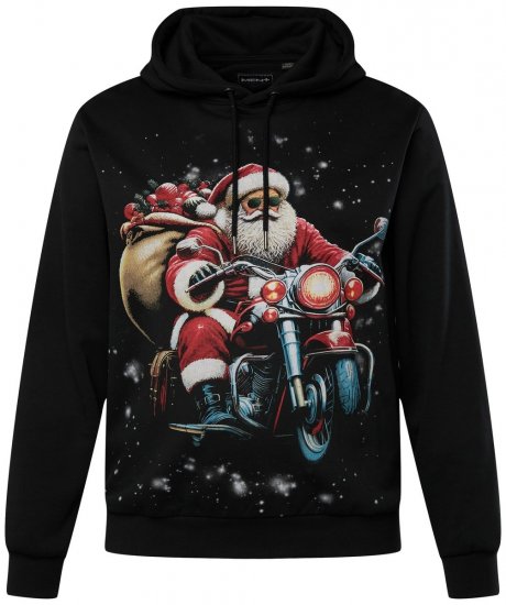 Men+ 100 Sudadera con capucha Papá Noel en moto Negro - Sudaderas - Sudaderas 2XL-12XL
