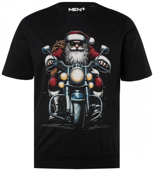 Men+ 148 Camiseta bellyfit Papá Noel en moto Negro - Camisetas - Camisetas - 2XL-14XL