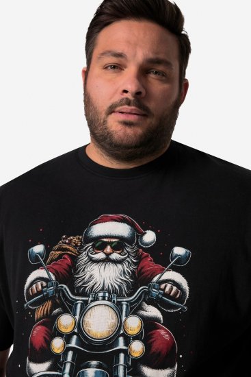 Men+ 148 Camiseta bellyfit Papá Noel en moto Negro - Camisetas - Camisetas - 2XL-14XL