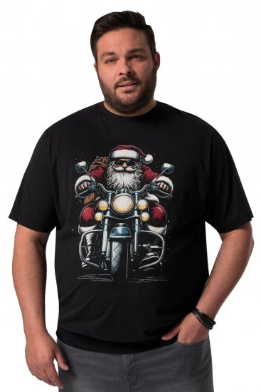 Men+ 148 Camiseta bellyfit Papá Noel en moto Negro - Camisetas - Camisetas - 2XL-14XL
