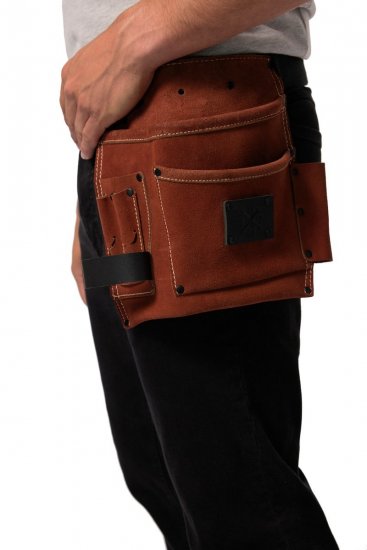 JP1880 832565 Cinturón portaherramientas de piel extralarga Marrón oscuro - Cinturones portaherramientas - 
