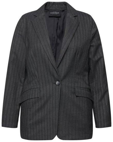 Ulla Popken 832935 Blazer de espiga con brillo metalizado Gris - Blazers - Blazers en tallas grandes para mujer
