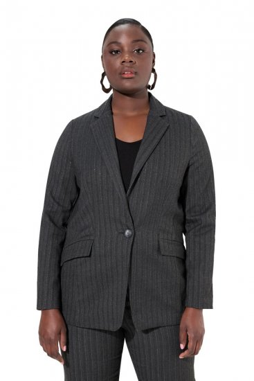 Ulla Popken 832935 Blazer de espiga con brillo metalizado Gris - Blazers - Blazers en tallas grandes para mujer