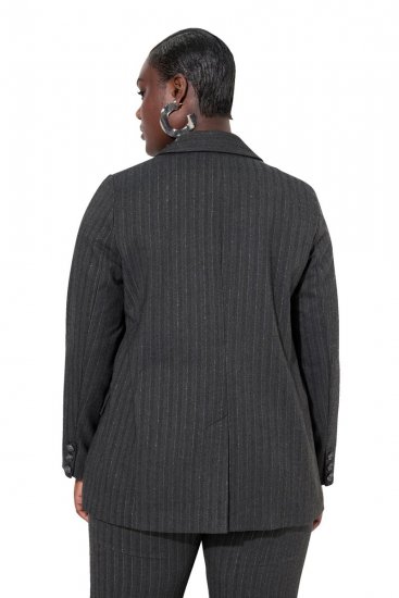 Ulla Popken 832935 Blazer de espiga con brillo metalizado Gris - Blazers - Blazers en tallas grandes para mujer