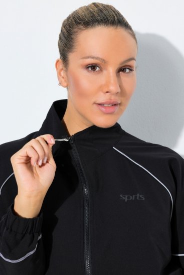 Ulla Popken 833237 Chaqueta deportiva con detalles reflectantes Negro - Chaquetas - Chaquetas para mujer en tallas grandes