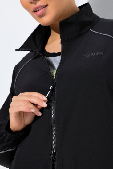 Ulla Popken 833237 Chaqueta deportiva con detalles reflectantes Negro - Chaquetas - Chaquetas para mujer en tallas grandes