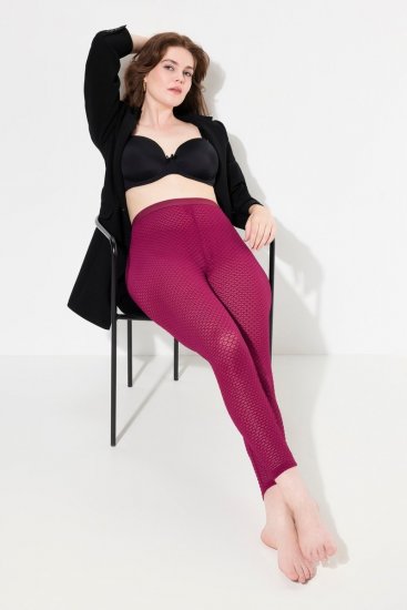 Ulla Popken 833718 Leggings de media con encaje Rojo baya - Medias & calcetines - 