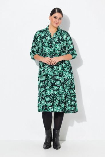 Ulla Popken 834191 Vestido camisero estampado Negro - Vestidos camiseros - 