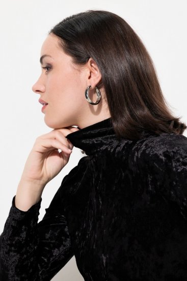 Ulla Popken 834234 Vestido de terciopelo con cuello alto Negro - Vestidos de noche - Vestidos de fiesta de gran talla
