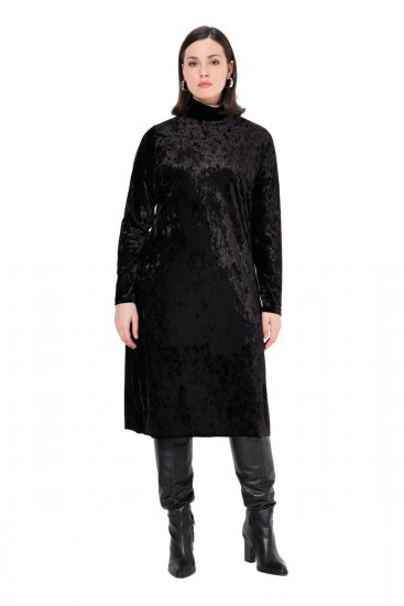 Ulla Popken 834234 Vestido de terciopelo con cuello alto Negro - Vestidos de noche - Vestidos de fiesta de gran talla