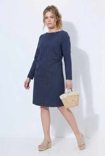Ulla Popken 834371 Vestido de felpa de rayas Azul marino - Vestidos sudadera - 