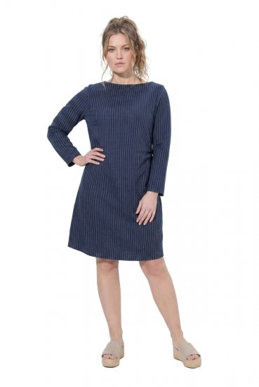 Ulla Popken 834371 Vestido de felpa de rayas Azul marino - Vestidos sudadera - 