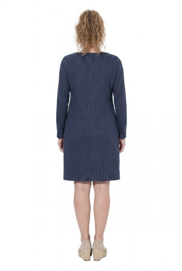 Ulla Popken 834371 Vestido de felpa de rayas Azul marino - Vestidos sudadera - 