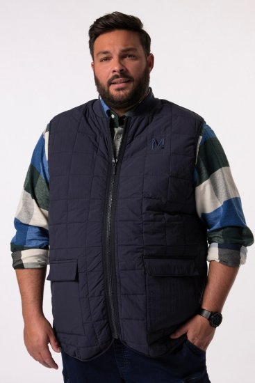 Men+ 464 Chaleco acolchado con cuello college Azul marino - Chaquetas - Chaquetas Tallas Grandes 2XL-8XL