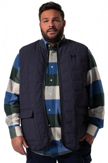 Men+ 464 Chaleco acolchado con cuello college Azul marino - Chaquetas - Chaquetas Tallas Grandes 2XL-8XL