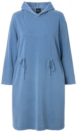 Ulla Popken 834536 Vestido de felpa con capucha Azul denim - Vestidos sudadera - 