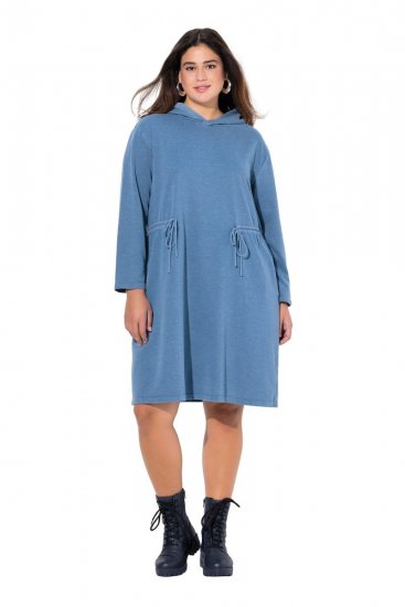 Ulla Popken 834536 Vestido de felpa con capucha Azul denim - Vestidos sudadera - 