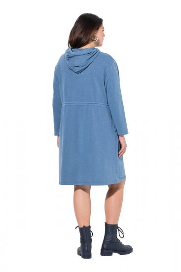 Ulla Popken 834536 Vestido de felpa con capucha Azul denim - Vestidos sudadera - 