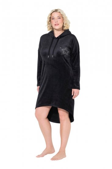 Ulla Popken 834550 Vestido de manga larga con capucha Negro - Vestidos sudadera - 