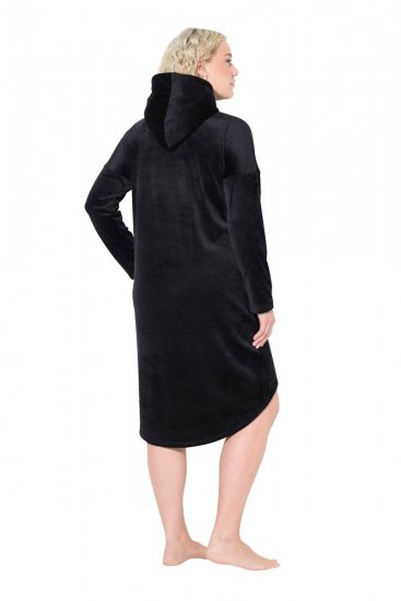 Ulla Popken 834550 Vestido de manga larga con capucha Negro - Vestidos sudadera - 