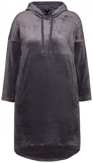 Ulla Popken 834550 Vestido de manga larga con capucha Antracita - Vestidos sudadera - 
