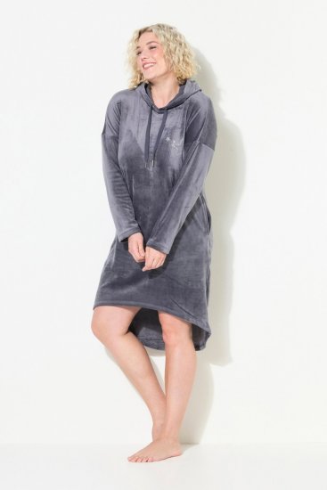 Ulla Popken 834550 Vestido de manga larga con capucha Antracita - Vestidos sudadera - 