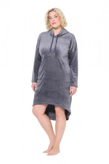 Ulla Popken 834550 Vestido de manga larga con capucha Antracita - Vestidos sudadera - 