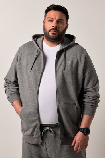 Men+ 851 Sudadera con capucha y cremallera Gris jaspeado - Sudaderas - Sudaderas 2XL-12XL