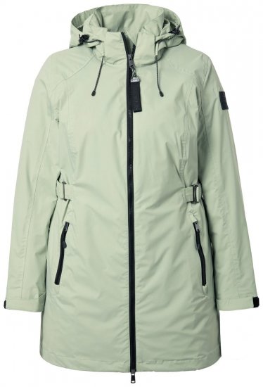 Ulla Popken 835132 Chaqueta técnica HYPRAR en línea A con capucha desmontable Verde salvia claro - Chaquetas - Chaquetas para mujer en tallas grandes
