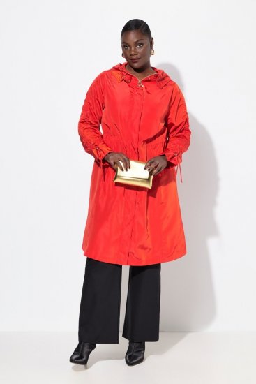 Ulla Popken 835277 Abrigo largo repelente al agua con capucha Rojo - Abrigos - Abrigos de talla grande