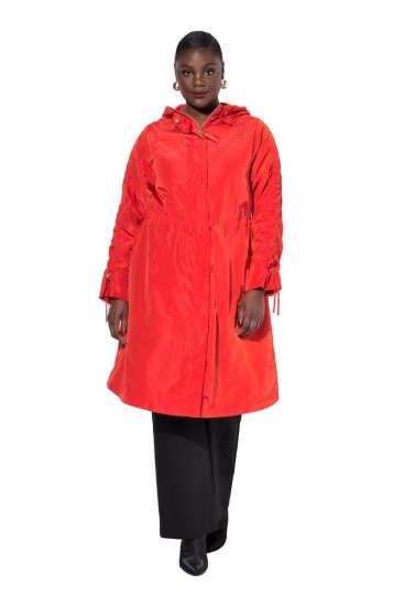 Ulla Popken 835277 Abrigo largo repelente al agua con capucha Rojo - Abrigos - Abrigos de talla grande