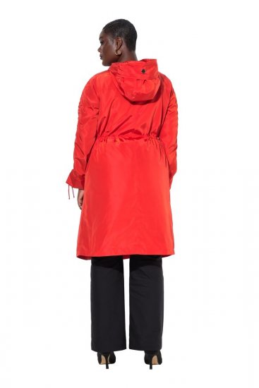 Ulla Popken 835277 Abrigo largo repelente al agua con capucha Rojo - Abrigos - Abrigos de talla grande