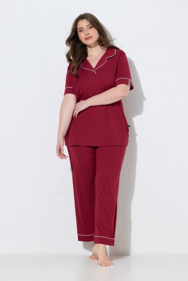 Ulla Popken 835397 Pijama de manga corta con cuello camisero Lila - Pijamas/ropa de estar en casa - 
