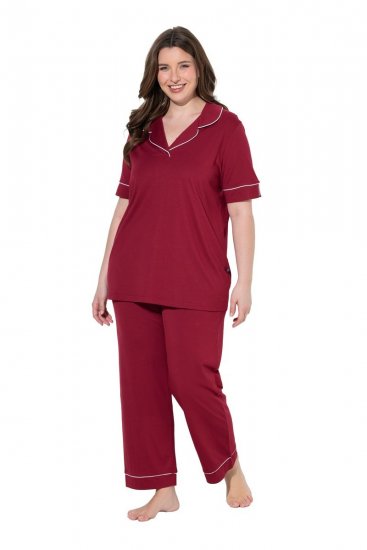 Ulla Popken 835397 Pijama de manga corta con cuello camisero Lila - Pijamas/ropa de estar en casa - 