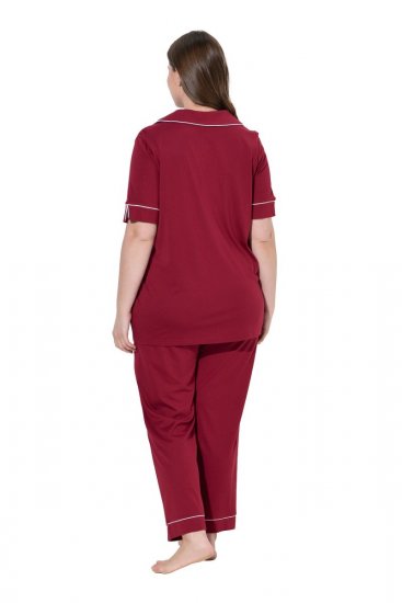 Ulla Popken 835397 Pijama de manga corta con cuello camisero Lila - Pijamas/ropa de estar en casa - 
