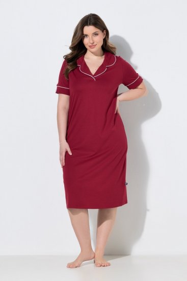 Ulla Popken 835400 Camisón de manga corta con cuello camisero Lila - Camisones - 