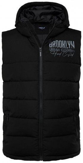 Men+ 442 Chaleco acolchado con capucha y estampado Negro - Chaquetas - Chaquetas Tallas Grandes 2XL-8XL