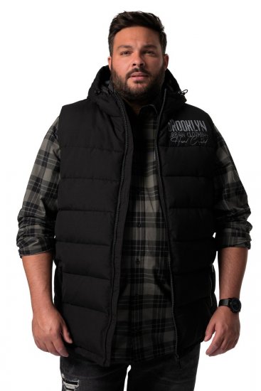 Men+ 442 Chaleco acolchado con capucha y estampado Negro - Chaquetas - Chaquetas Tallas Grandes 2XL-8XL