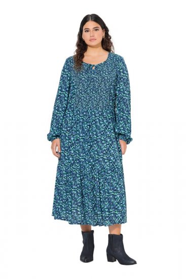 Ulla Popken 835713 Vestido de flores Azul marino - Vestidos maxi - Vestidos largos en tallas grandes
