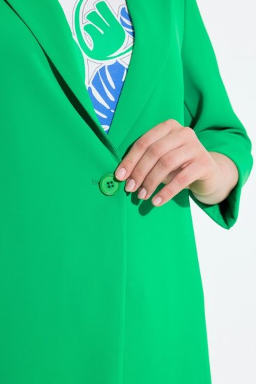Ulla Popken 836165 Blazer largo con manga 3/4 Verde - Blazers - Blazers en tallas grandes para mujer