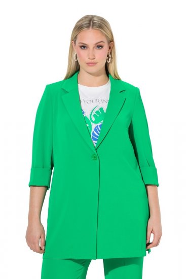 Ulla Popken 836165 Blazer largo con manga 3/4 Verde - Blazers - Blazers en tallas grandes para mujer