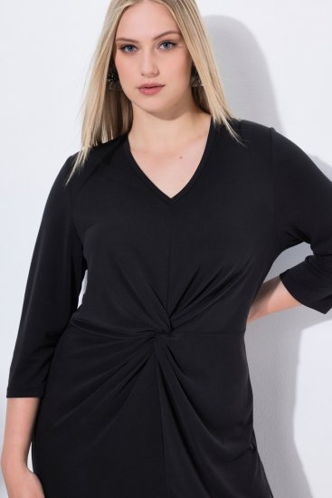 Ulla Popken 836514 Vestido midi con manga 3/4 Negro - Vestidos midi - Vestidos midi de talla grande