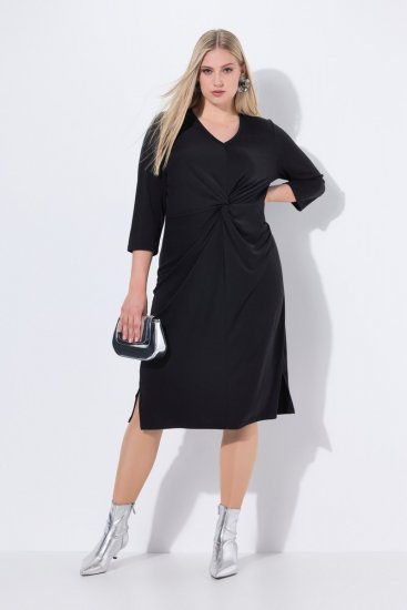 Ulla Popken 836514 Vestido midi con manga 3/4 Negro - Vestidos midi - Vestidos midi de talla grande