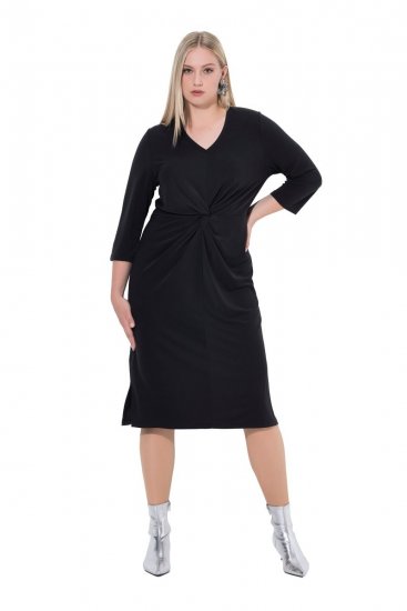 Ulla Popken 836514 Vestido midi con manga 3/4 Negro - Vestidos midi - Vestidos midi de talla grande