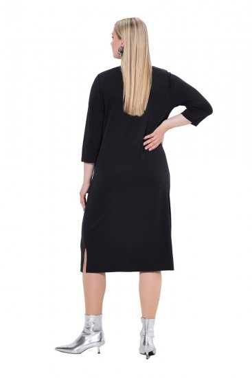Ulla Popken 836514 Vestido midi con manga 3/4 Negro - Vestidos midi - Vestidos midi de talla grande