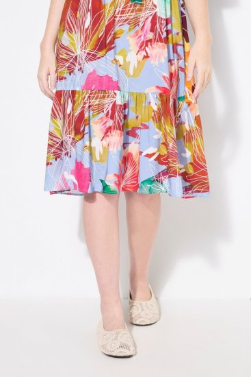 Ulla Popken 836746 Vestido midi de flores con volantes Azul claro - Vestidos midi - Vestidos midi de talla grande