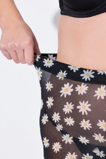 Ulla Popken 836803 Pantalón corto antirrozaduras de flores Negro - Culotes antirozaduras - 